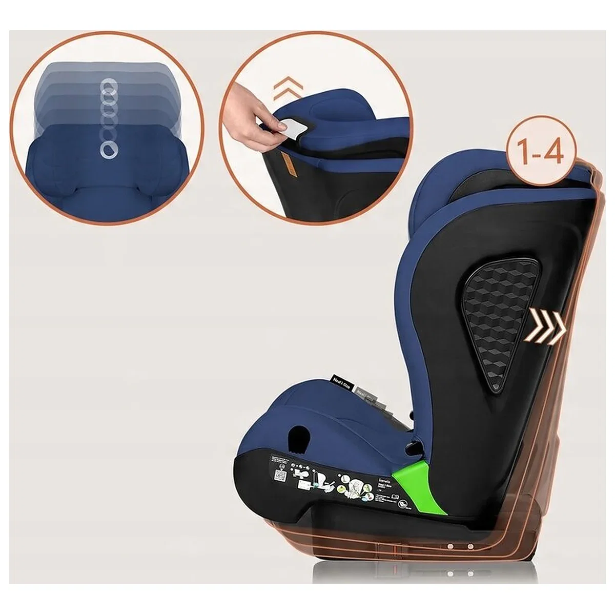 Scaun auto i-Size, Lionelo, Neal, 15-36 Kg, 100-150 cm, Isofix, Albastru [15]