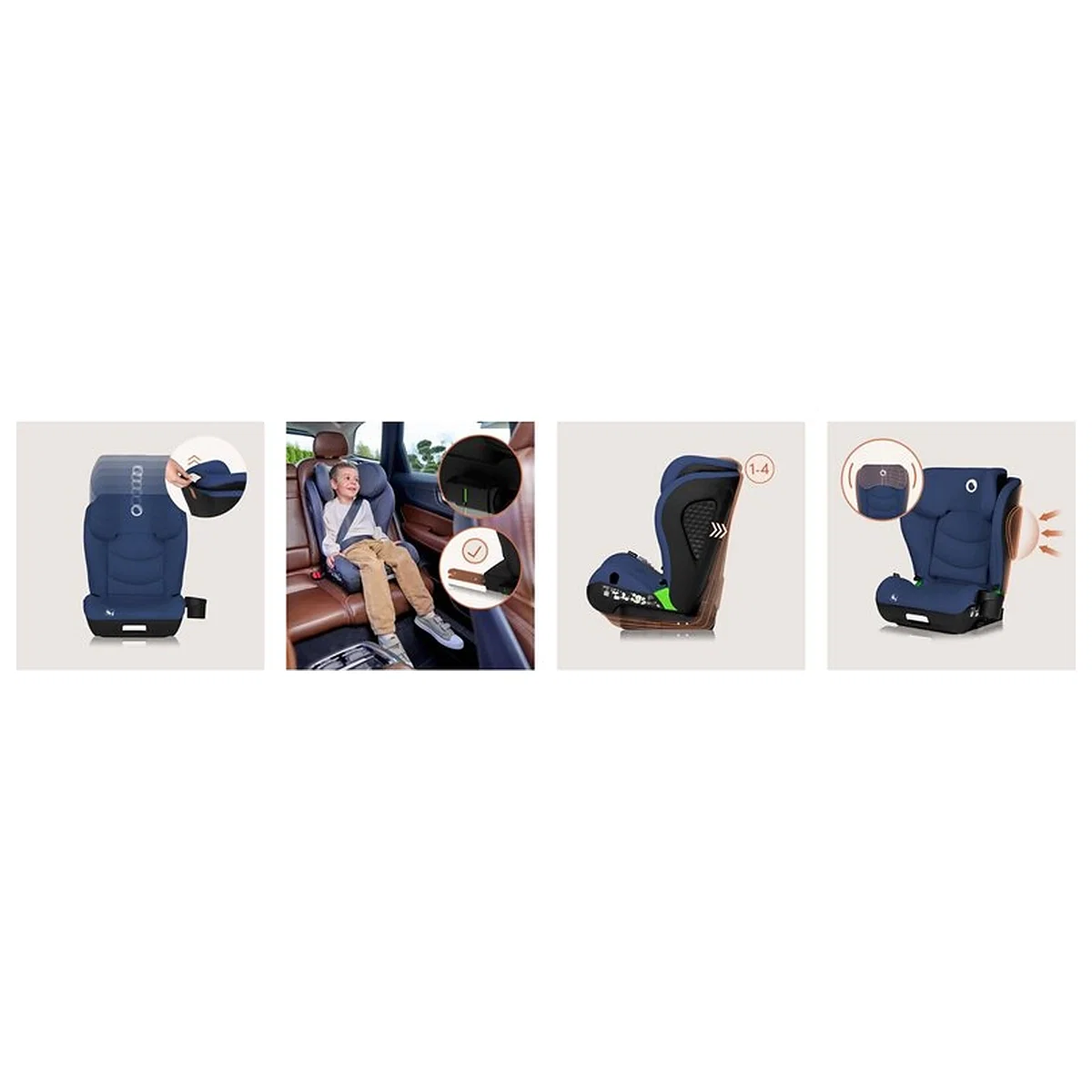 Scaun auto i-Size, Lionelo, Neal, 15-36 Kg, 100-150 cm, Isofix, Albastru [24]