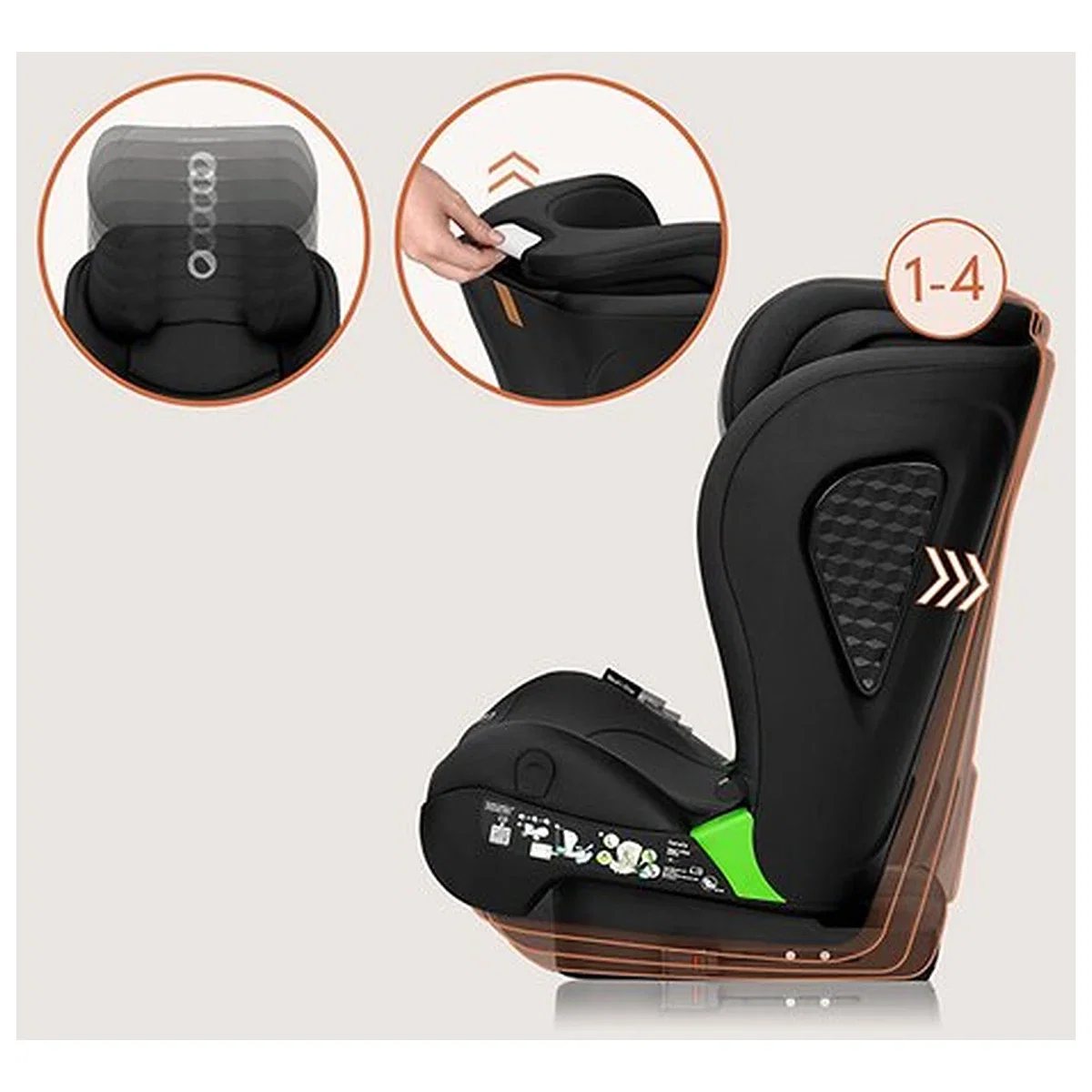 Scaun auto i-Size, Lionelo, Neal, 15-36 Kg, 100-150 cm, Isofix, Negru [19]