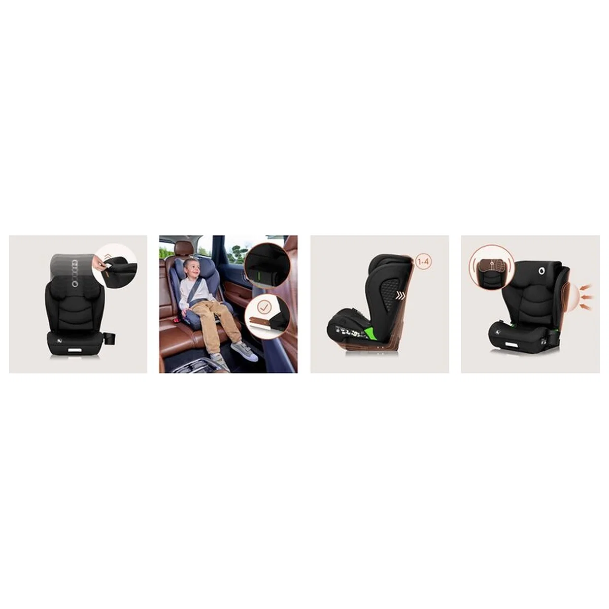 Scaun auto i-Size, Lionelo, Neal, 15-36 Kg, 100-150 cm, Isofix, Negru [28]