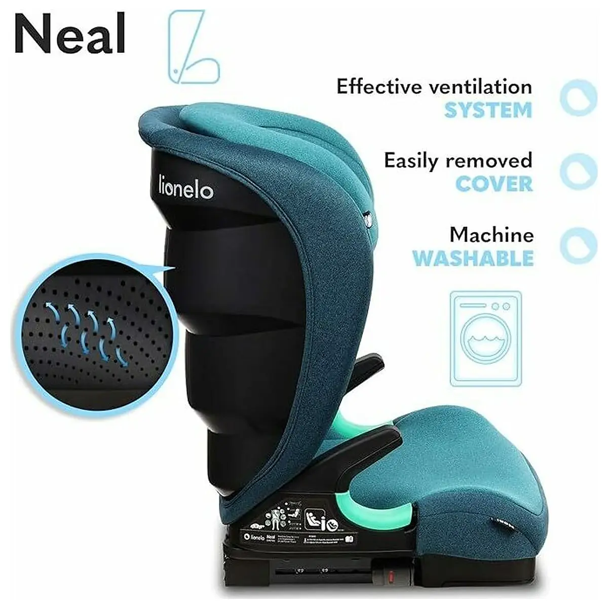 Scaun auto i-Size, Lionelo, Neal, 15-36 Kg, 100-150 cm, Isofix, Verde 12 ani [22]