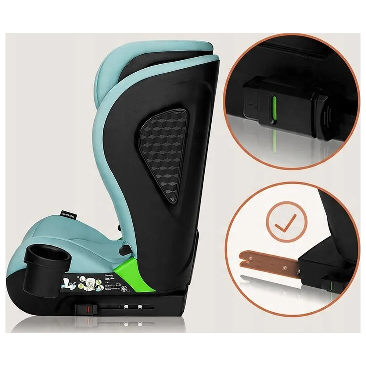 Scaun auto i-Size, Lionelo, Neal, 15-36 Kg, 100-150 cm, Isofix, Verde Turquoise [16]
