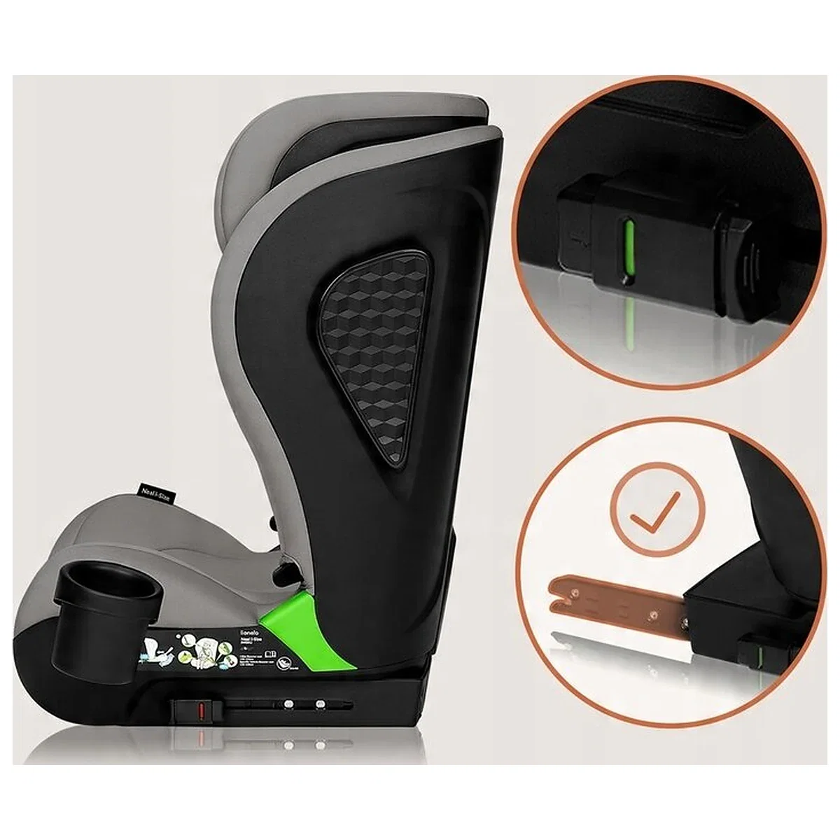 Scaun auto i-Size, Lionelo, Neal, Spatar reglabil in 4 pozitii, Tetiera in 10 pozitii, Suport sticla inclus, 15-36 Kg, [13]