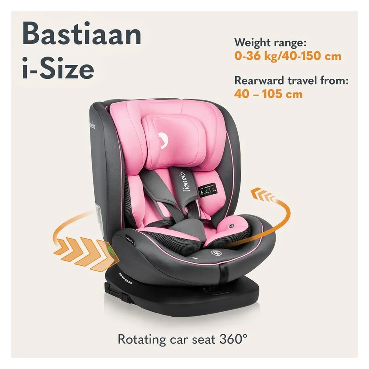 Scaun auto, Lionelo, Bastiaan i-Size, 4 in 1, Protectie laterala, Cu spatar inclinabil in 4 pozitii, Cu tetiera [17]