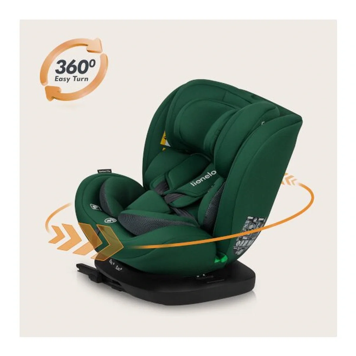 Scaun auto, Lionelo, Bastiaan i-Size, 4 in 1, Rotire 360 grade, 0-36 Kg, 40-150 cm, Isofix, Verde [25]