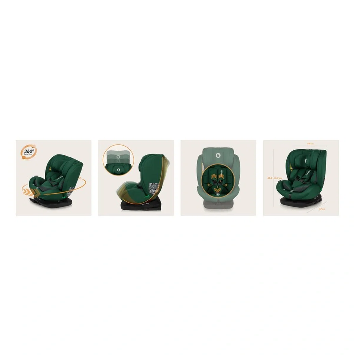 Scaun auto, Lionelo, Bastiaan i-Size, 4 in 1, Rotire 360 grade, 0-36 Kg, 40-150 cm, Isofix, Verde [21]