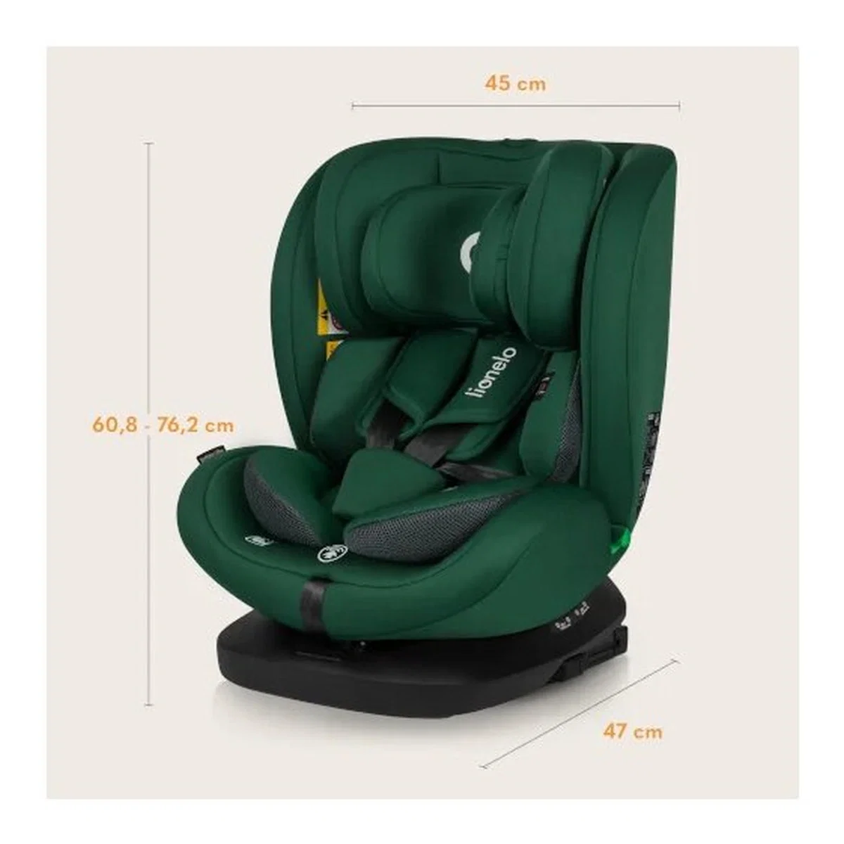 Scaun auto, Lionelo, Bastiaan i-Size, 4 in 1, Rotire 360 grade, 0-36 Kg, 40-150 cm, Isofix, Verde [29]