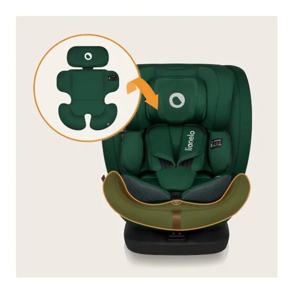 Scaun auto, Lionelo, Bastiaan i-Size, 4 in 1, Rotire 360 grade, 0-36 Kg, 40-150 cm, Isofix, Verde [26]