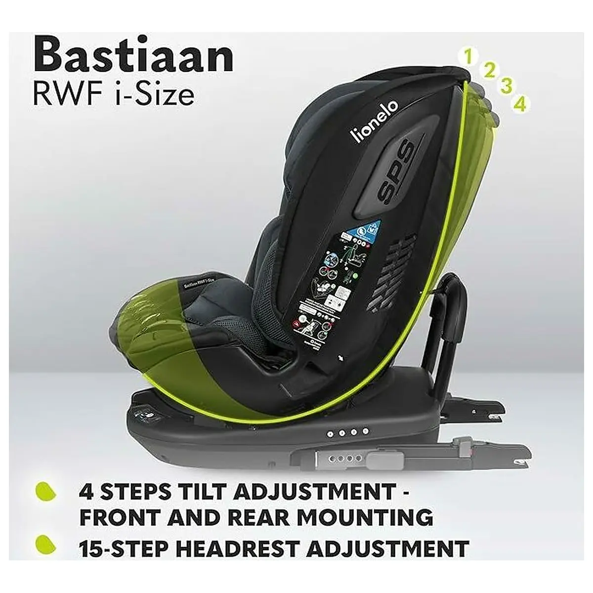 Scaun auto, Lionelo, Bastiaan RWF i-Size, Pozitie de somn, Protectie laterala, Rotire 360 grade, 0-36 Kg, Cu Isofix si [40]