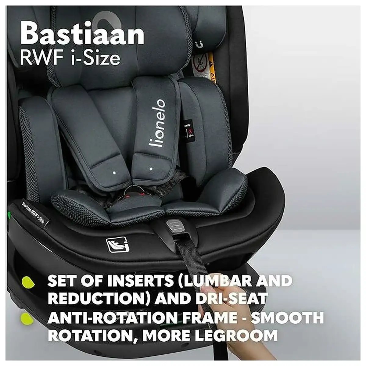 Scaun auto, Lionelo, Bastiaan RWF i-Size, Pozitie de somn, Protectie laterala, Rotire 360 grade, 0-36 Kg, Cu Isofix si [41]