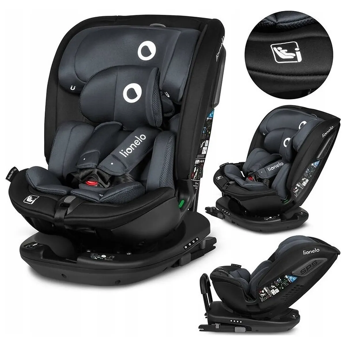 Scaun auto, Lionelo, Bastiaan RWF i-Size, Pozitie de somn, Protectie laterala, Rotire 360 grade, 0-36 Kg, Cu Isofix si [2]