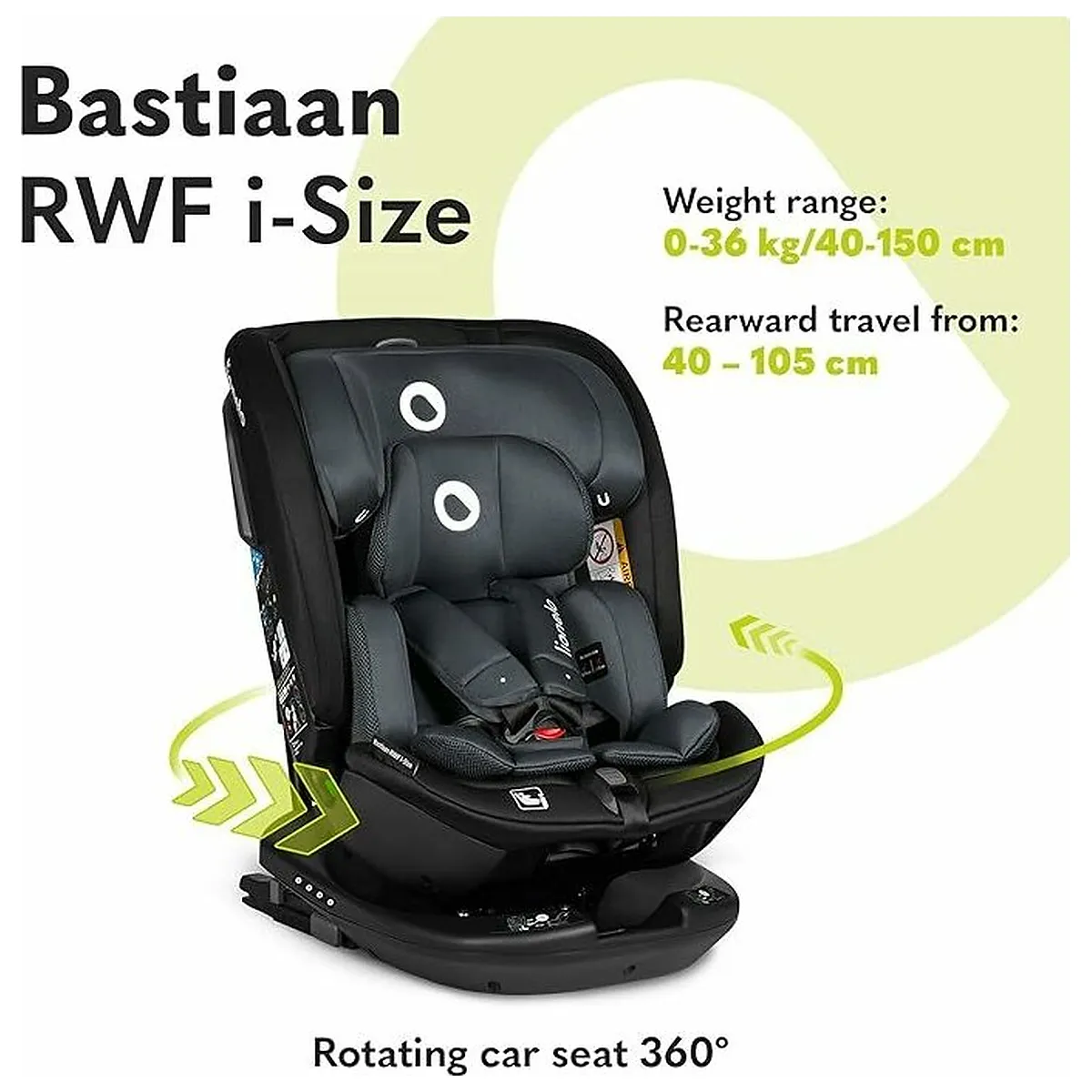 Scaun auto, Lionelo, Bastiaan RWF i-Size, Pozitie de somn, Protectie laterala, Rotire 360 grade, 0-36 Kg, Cu Isofix si [38]