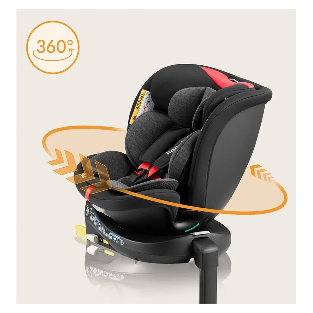 Scaun auto, Lionelo, i-Size Navy, 0-36 Kg, 40-150 cm, Cu isofix si picior de fixare, Protectie laterala, Rotire 360 [36]