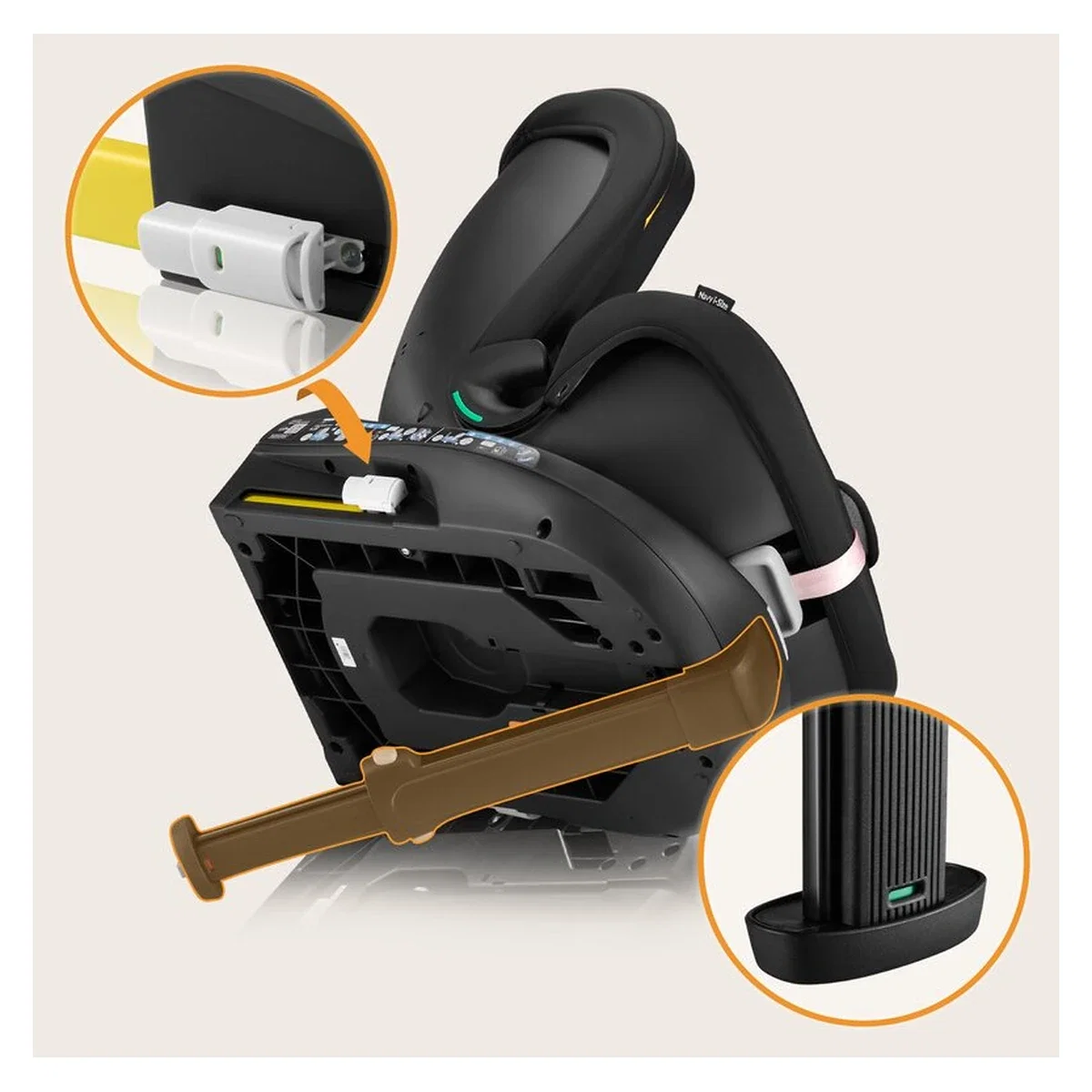 Scaun auto, Lionelo, i-Size Navy, 0-36 Kg, 40-150 cm, Cu isofix si picior de fixare, Protectie laterala, Rotire 360 [41]