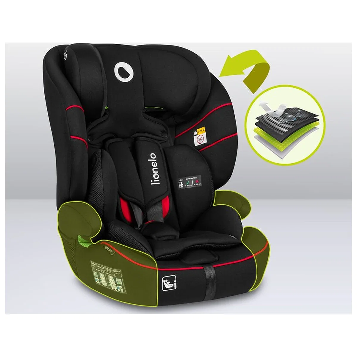 Scaun auto, Lionelo, Levi i-Size, Universal, Instalare FWF, Cu tetiera reglabila in 10 pozitii, Cu spatar detasabil, [17]