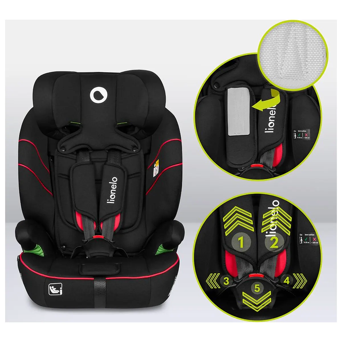 Scaun auto, Lionelo, Levi i-Size, Universal, Instalare FWF, Cu tetiera reglabila in 10 pozitii, Cu spatar detasabil, [13]