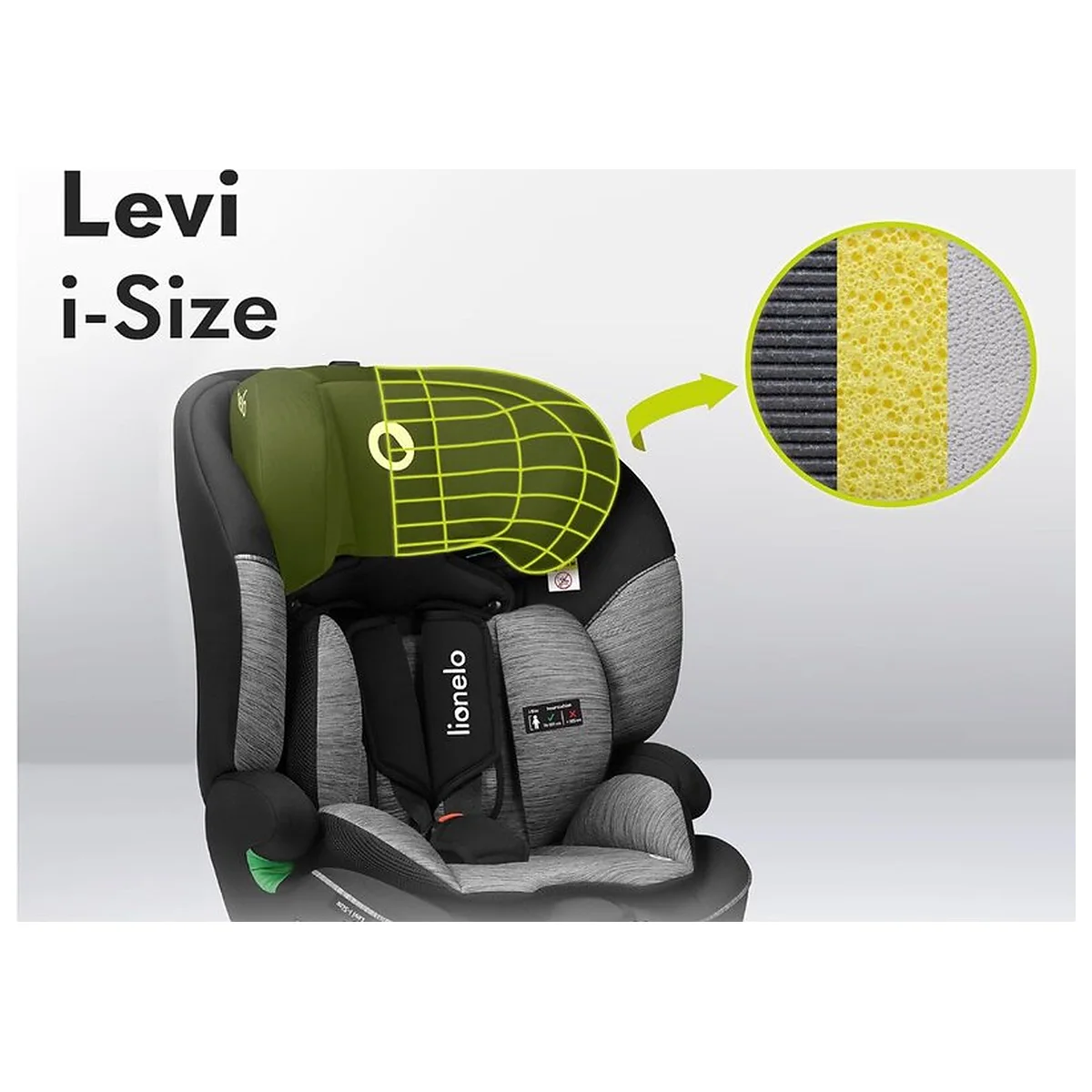 Scaun auto, Lionelo, Levi One i-Size, Universal, Instalare FWF, Cu tetiera reglabila in 10 pozitii, Cu spatar [13]