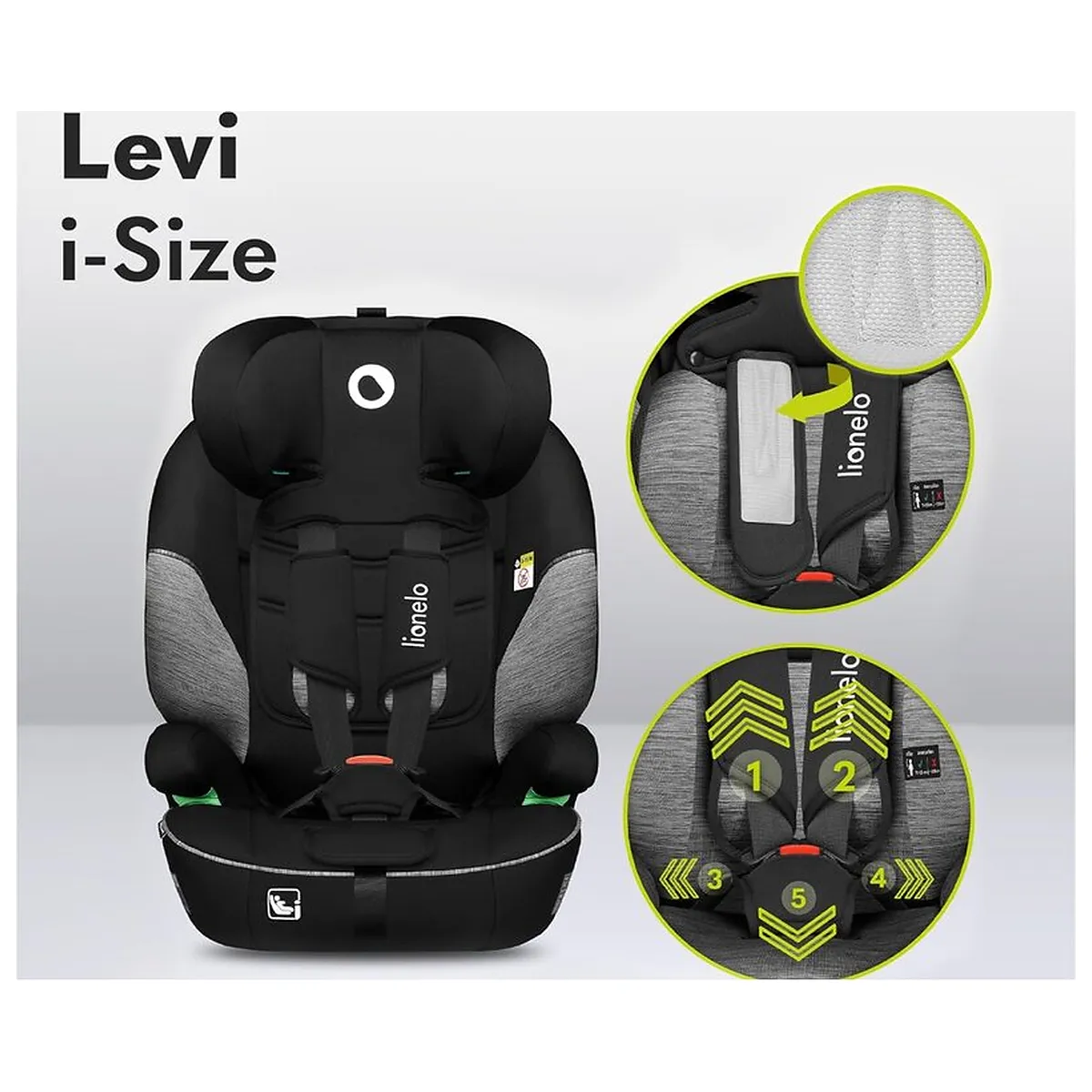 Scaun auto, Lionelo, Levi One i-Size, Universal, Instalare FWF, Cu tetiera reglabila in 10 pozitii, Cu spatar [17]