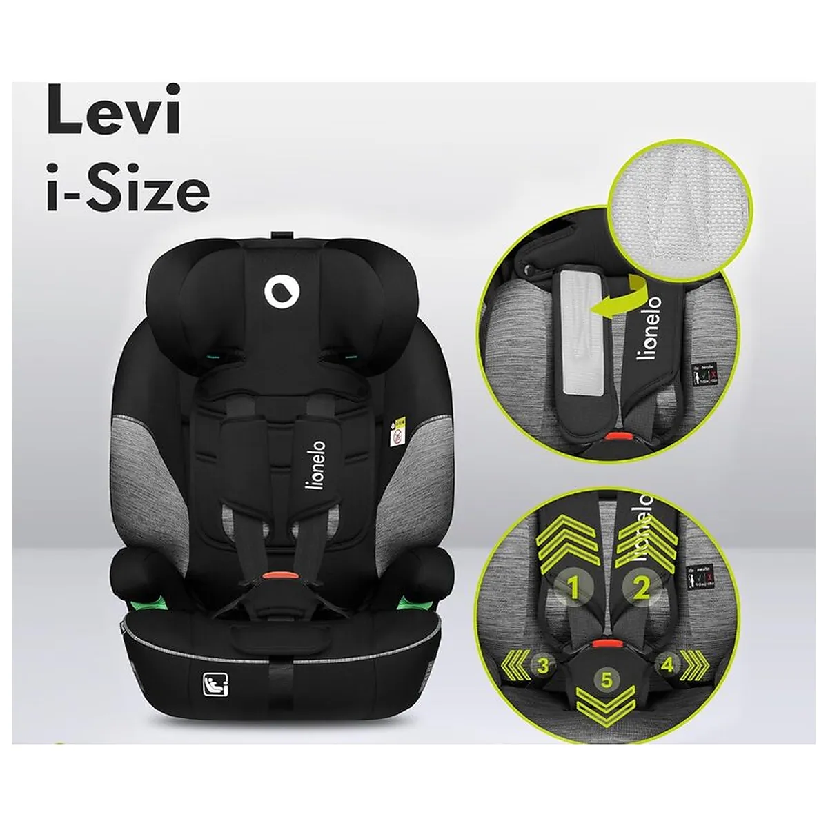 Scaun auto, Lionelo, Levi One i-Size, Universal, Instalare FWF, Cu tetiera reglabila in 10 pozitii, Cu spatar [15]