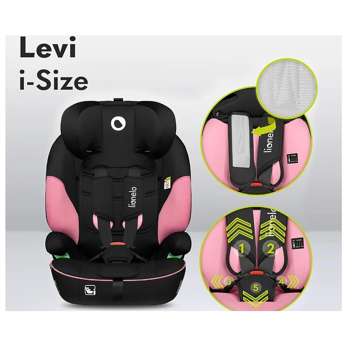 Scaun auto, Lionelo, Levi One i-Size, Universal, Instalare FWF, Cu tetiera reglabila in 10 pozitii, Cu spatar [14]