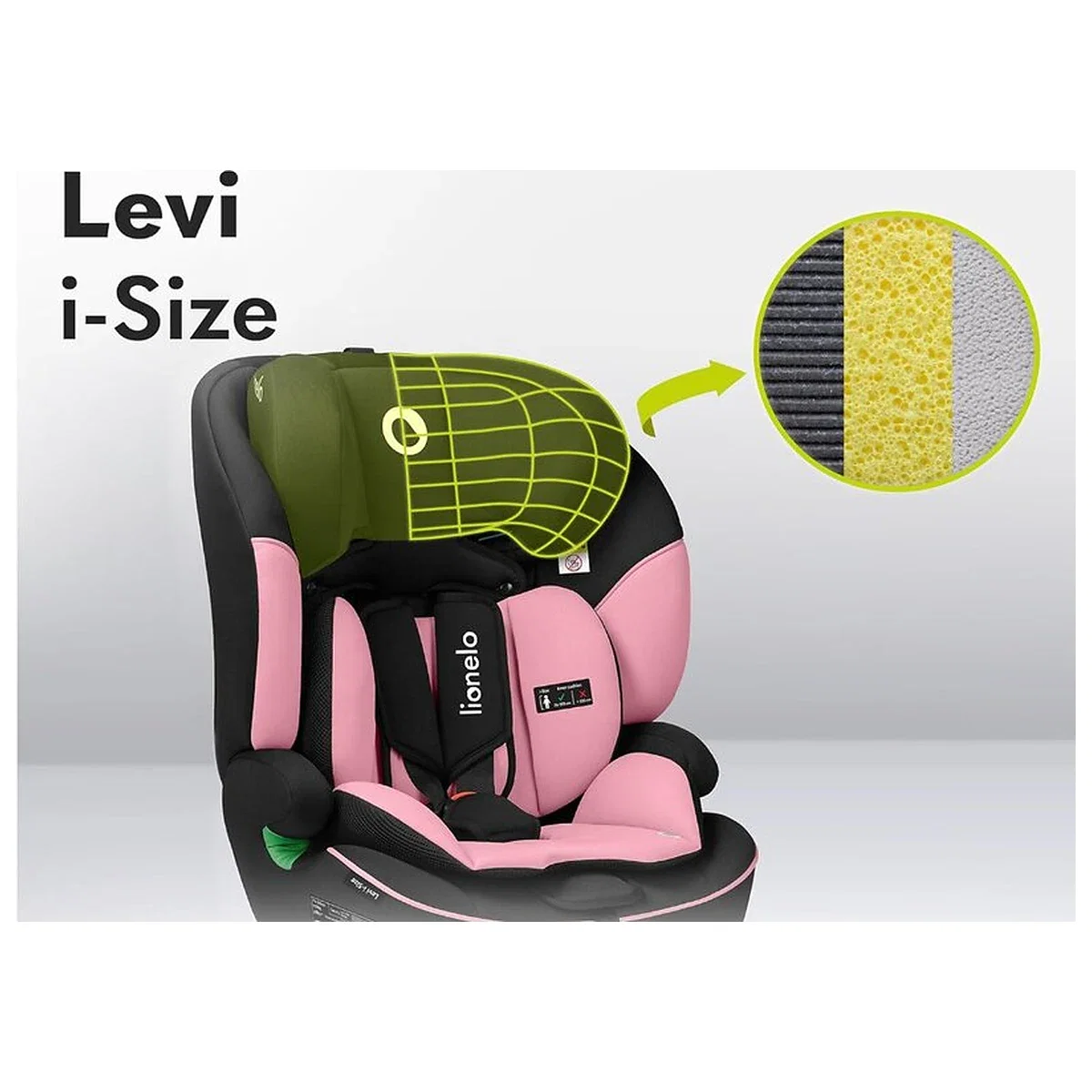 Scaun auto, Lionelo, Levi One i-Size, Universal, Instalare FWF, Cu tetiera reglabila in 10 pozitii, Cu spatar [17]