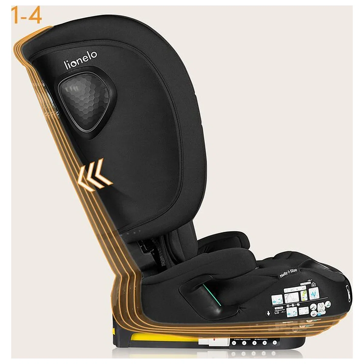 Scaun auto pliabil, Lionelo, Nelly, i-Size, 76- 150 cm, Tetiera reglabila in 15 pozitii, Spatar reglabil in 4 pozitii, [28]