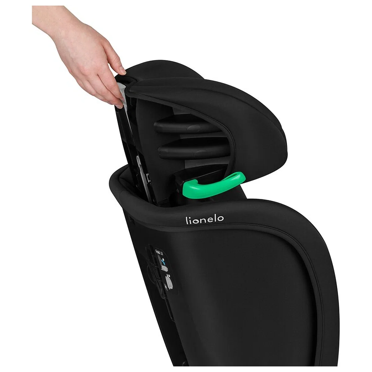 Scaun auto pliabil, Lionelo, Orin, i-Size, 100-150 cm, Isofix+Top Tether, Husa transport, Negru Carbon [7]