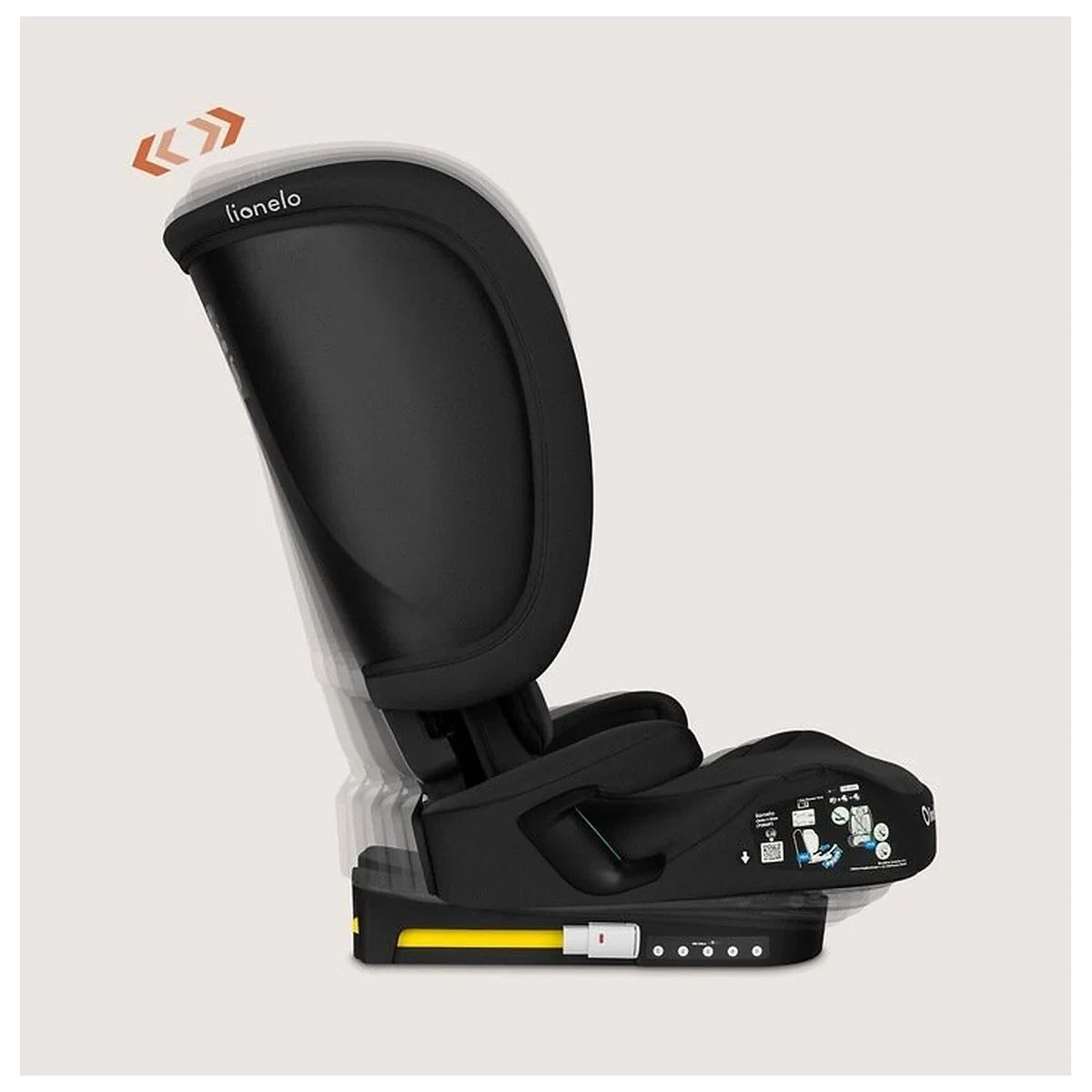 Scaun auto pliabil, Lionelo, Orin, i-Size, 100-150 cm, Isofix+Top Tether, Husa transport, Negru Carbon [14]
