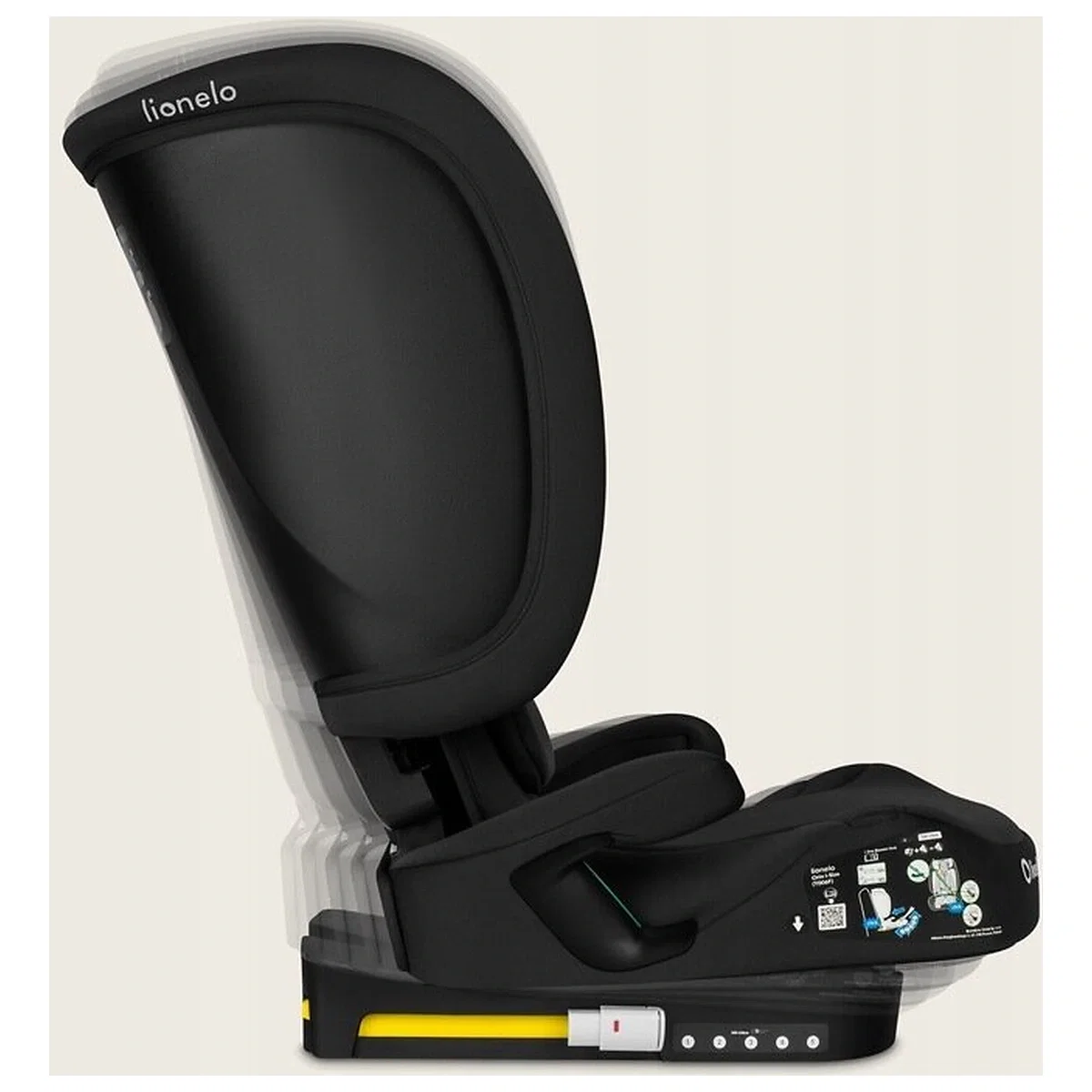 Scaun auto pliabil, Lionelo, Orin, i-Size, 100-150 cm, Isofix+Top Tether, Husa transport, Negru Carbon [4]