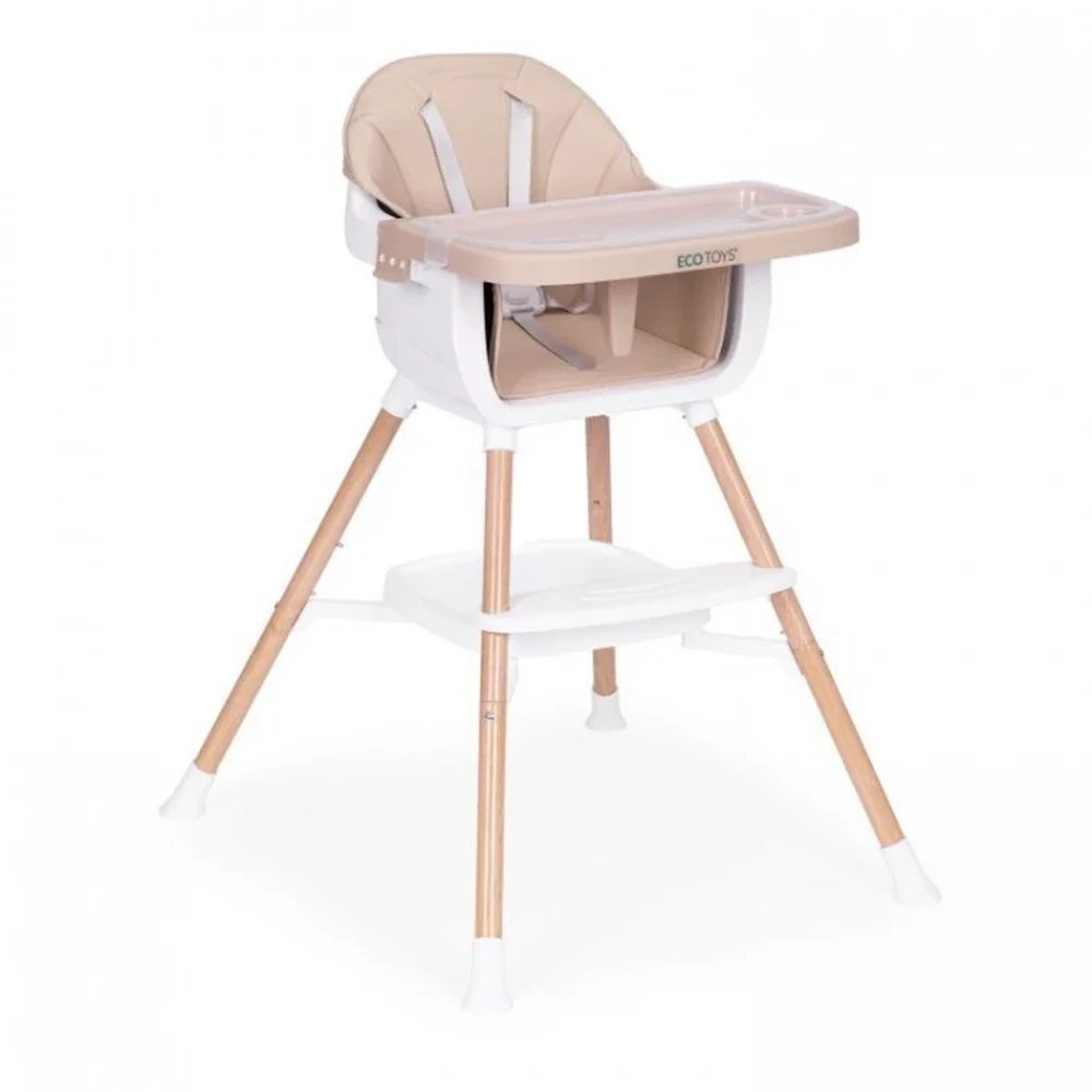 Ora mesei - Scaun de masa 2 in 1 Ecotoys - Bej 36 luni