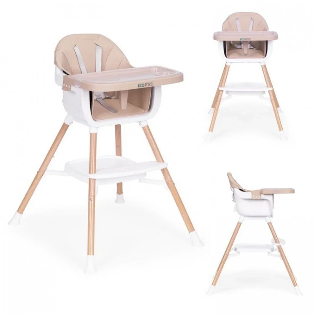 Scaun de masa 2 in 1 Ecotoys - Bej 36 luni [1]