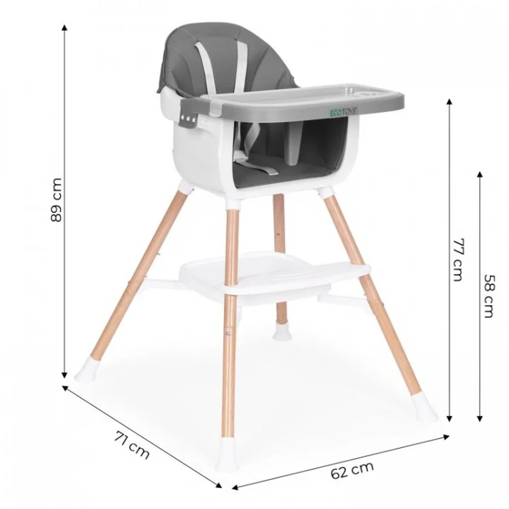 Scaun de masa 2 in 1 Ecotoys - Gri 36 luni [8]