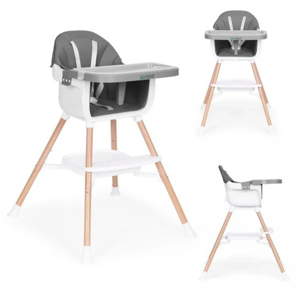 Scaun de masa 2 in 1 Ecotoys - Gri 36 luni [1]