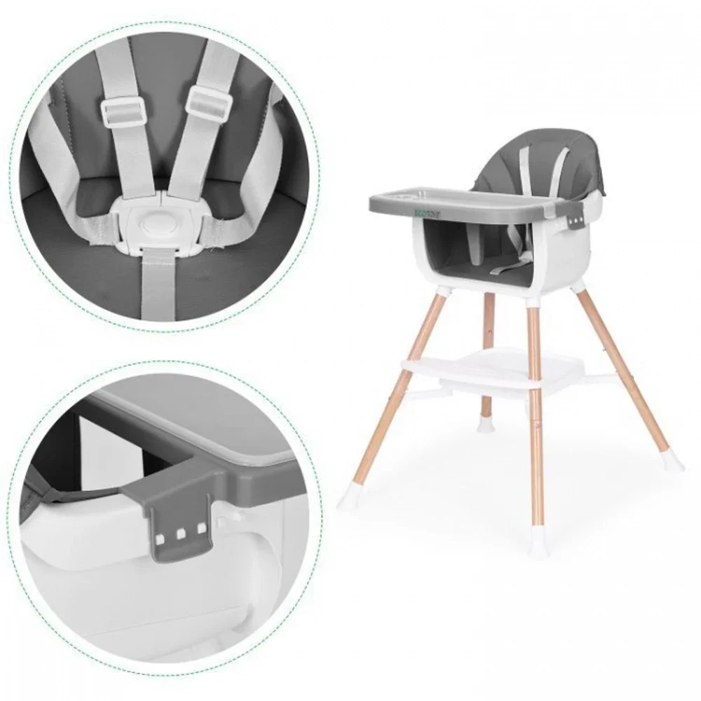 Scaun de masa 2 in 1 Ecotoys - Gri 36 luni [6]