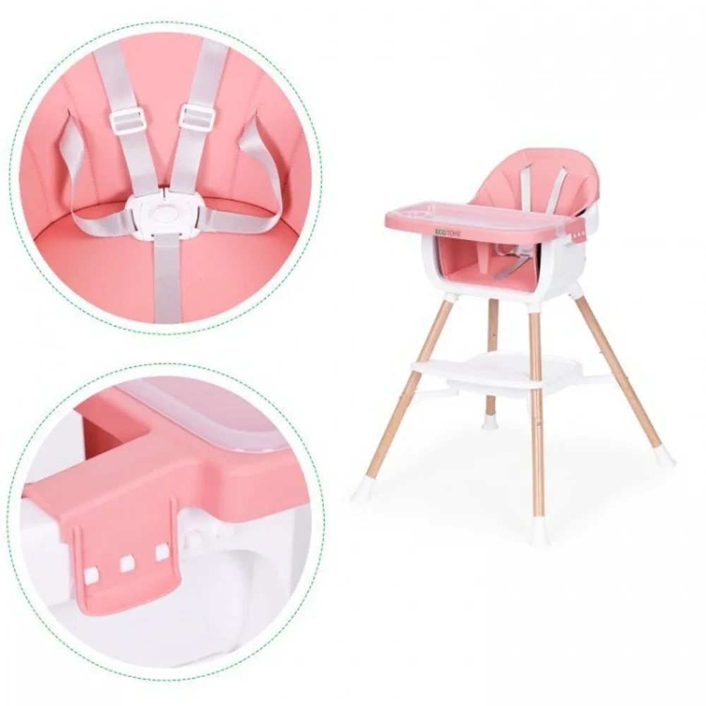 Scaun de masa 2 in 1 Ecotoys - Roz 36 luni [6]