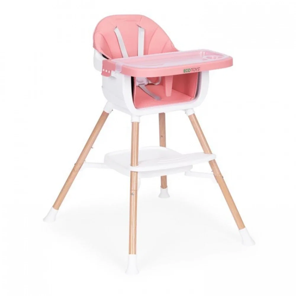 Ora mesei - Scaun de masa 2 in 1 Ecotoys - Roz 36 luni
