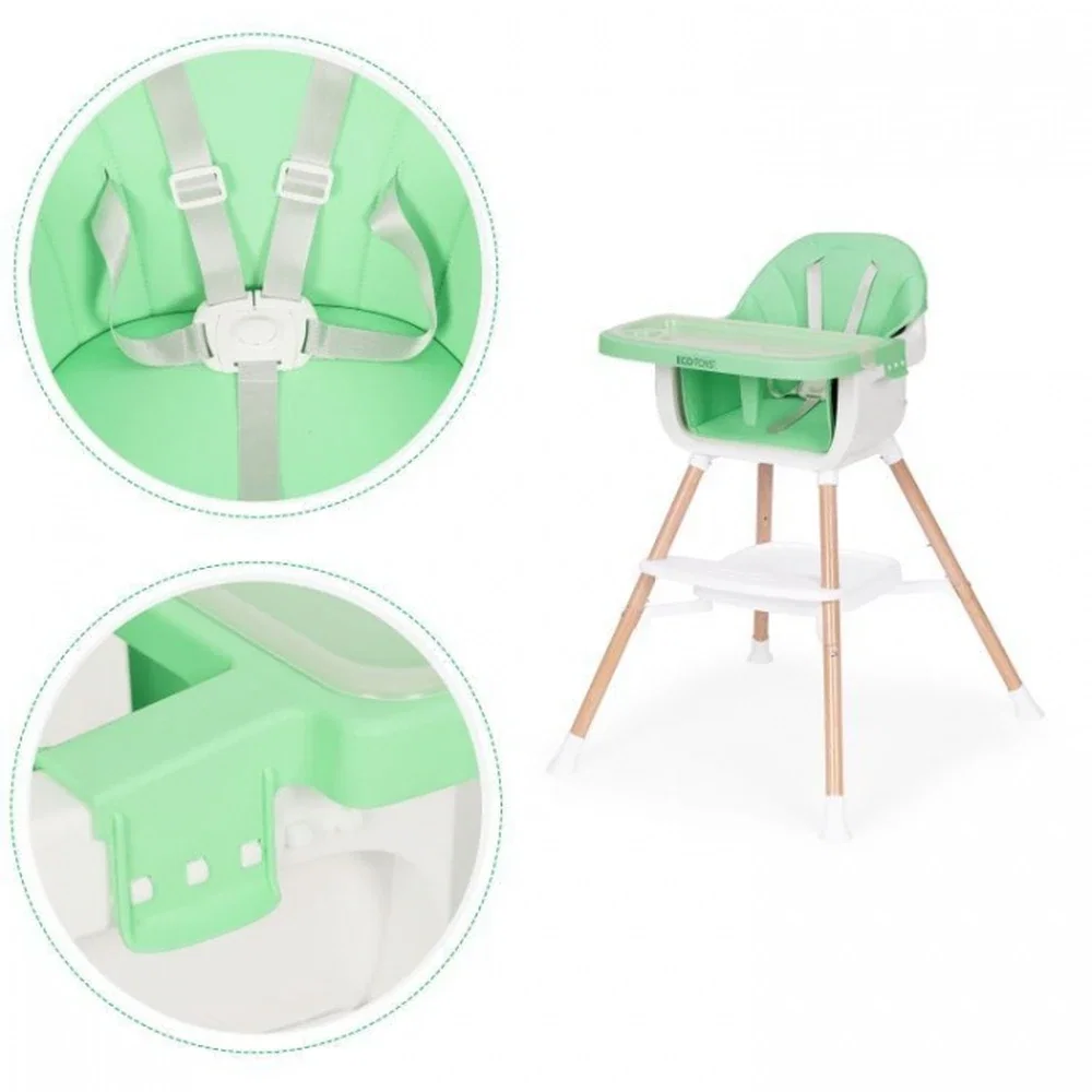Scaun de masa 2 in 1 Ecotoys - Verde 36 luni [6]