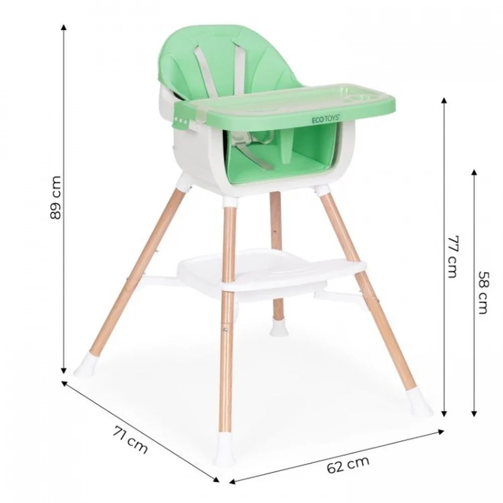 Scaun de masa 2 in 1 Ecotoys - Verde 36 luni [8]