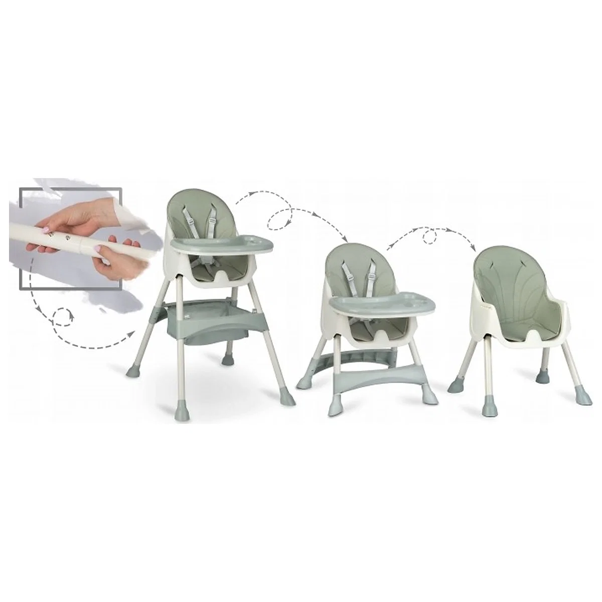 Scaun de masa 3 in 1 Ricokids Milo - Verde 6 luni [1]