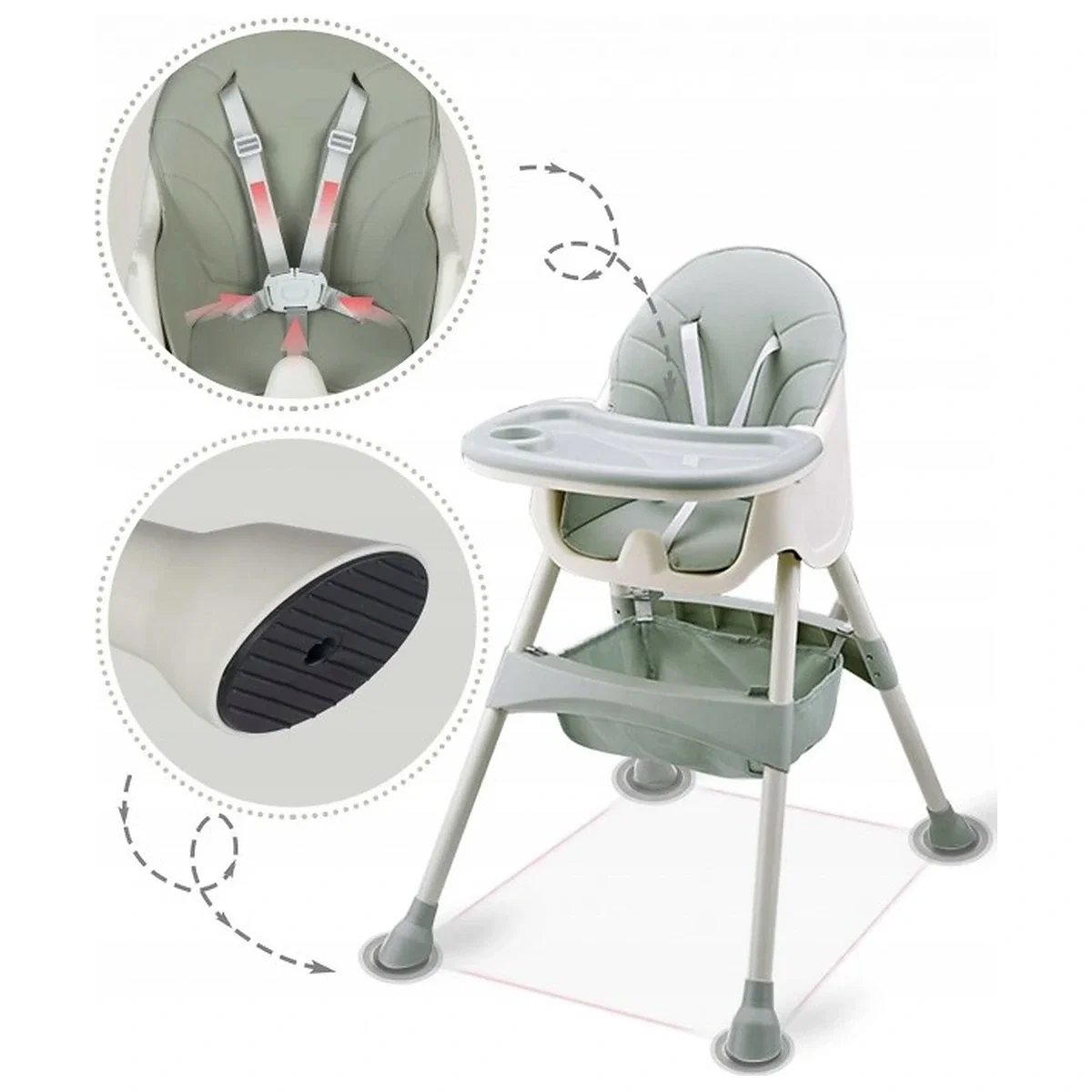 Scaun de masa 3 in 1 Ricokids Milo - Verde 6 luni [4]