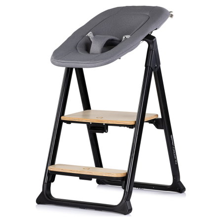 Ora mesei - Scaun de masa Chipolino Quatro 4 in 1 (scaun de masa, balansoar, turn de invatare, scaun adulti), Charcoal