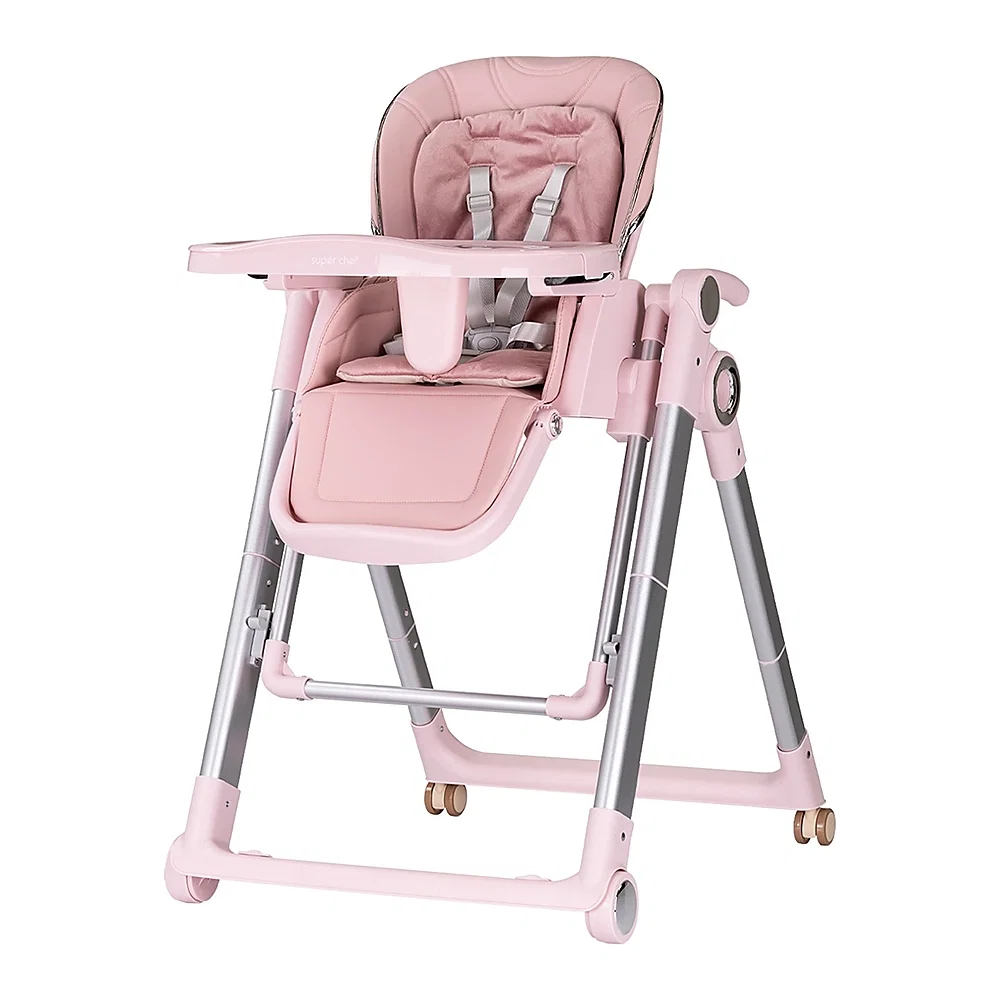 Scaun de masa Chipolino Super Chef 2 in 1, Pink marshmallow 6 luni
