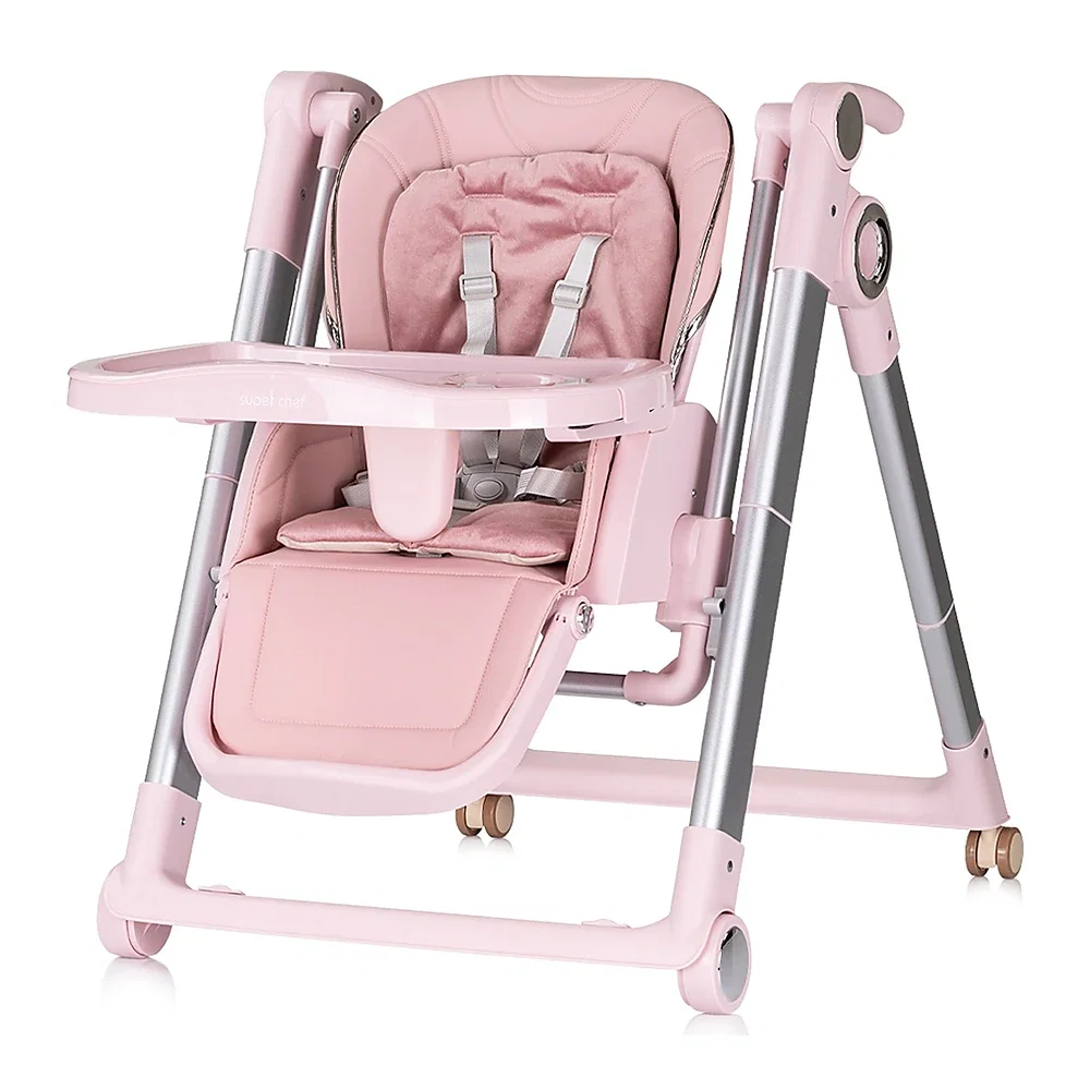 Scaun de masa Chipolino Super Chef 2 in 1, Pink marshmallow 6 luni [1]