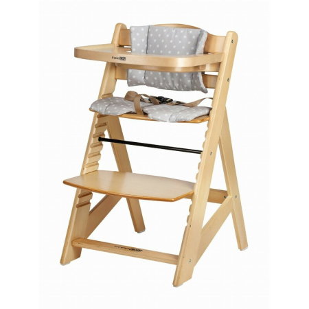 Ora mesei - Scaun de masa, FreeON, Toby Plus, 6 luni - 15 Kg, Reglabil pe inaltime, Pernuta, Tavita detasabila, Suport de picioare reglabil, Natur
