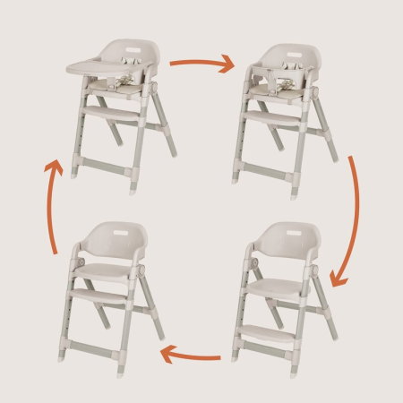 Scaun de masa, Lionelo, Matt, 3 in 1, Pliabil, Cu tava detasabila, Cu centuri de siguranta in 5 puncte, Suport pentru picioare si sezut reglabile, Pana la 110 kg, 6 luni - adult, Bej [3]