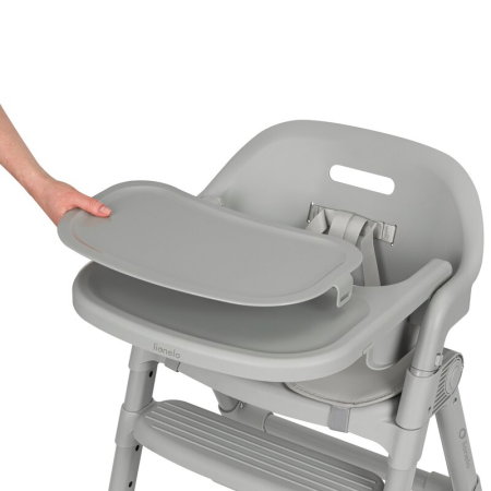 Scaun de masa, Lionelo, Matt, 3 in 1, Pliabil, Cu tava detasabila, Cu centuri de siguranta in 5 puncte, Suport pentru picioare si sezut reglabile, Pana la 110 kg, 6 luni - adult, Gri [14]
