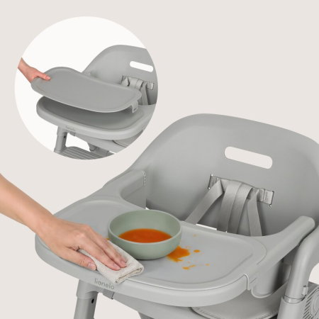Scaun de masa, Lionelo, Matt, 3 in 1, Pliabil, Cu tava detasabila, Cu centuri de siguranta in 5 puncte, Suport pentru picioare si sezut reglabile, Pana la 110 kg, 6 luni - adult, Gri [20]