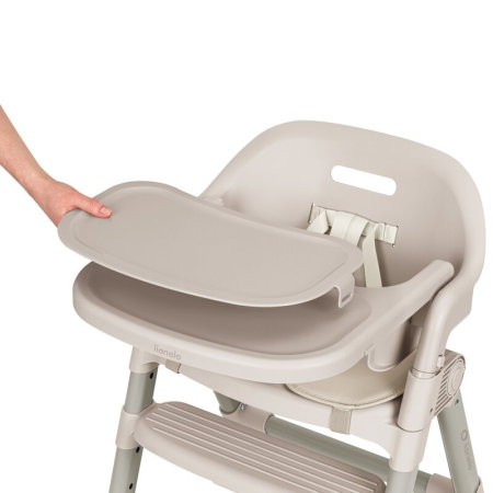 Scaun de masa, Lionelo, Matt, 3 in 1, Pliabil, Cu tava detasabila, Cu centuri de siguranta in 5 puncte, Suport pentru picioare si sezut reglabile, Pana la 110 kg, 6 luni - adult, Bej [14]
