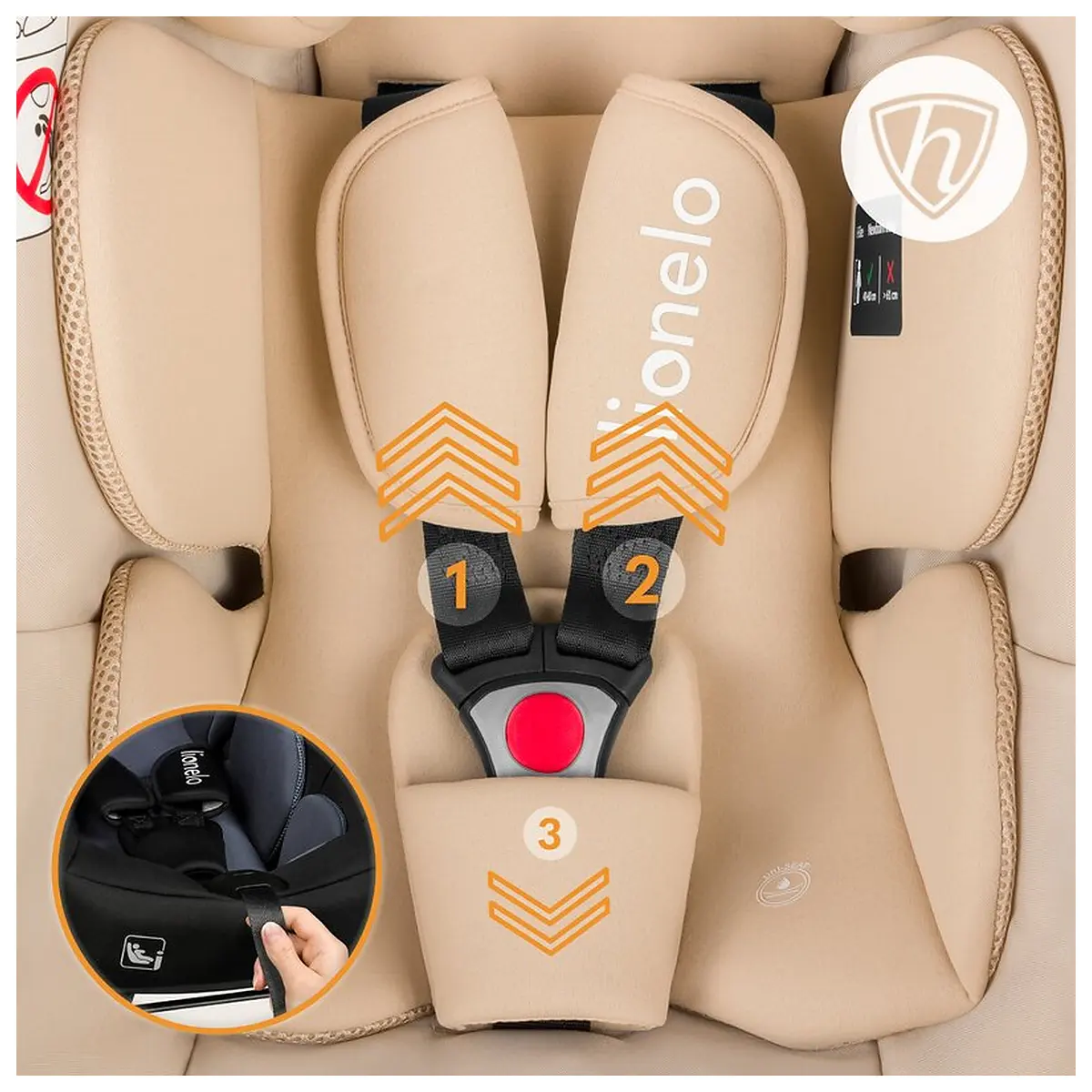 Scoica auto, Lionelo, i-Size Astrid, 0-13 Kg, 40-87 cm, Testat ADAC, Bej [23]