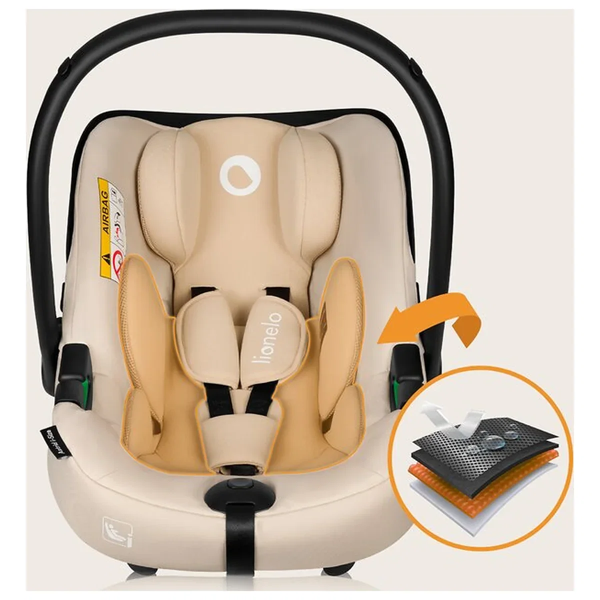 Scoica auto, Lionelo, i-Size Astrid, 0-13 Kg, 40-87 cm, Testat ADAC, Bej [20]